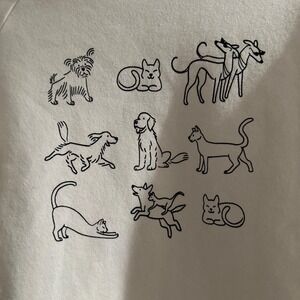 The Cuddle Collab Kids Cream Dog Cat Graphic‎ Crewneck Sweatshirt Size L 10 12